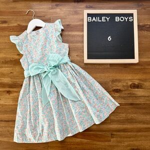 Bailey Boys Girls Posh Petal Floral Dress 6 Mint Green Striped Seersucker Bow